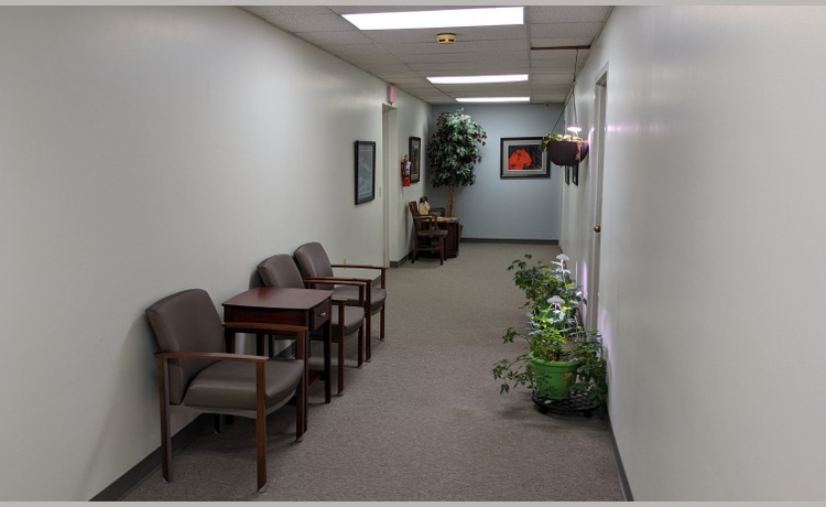 hallway with seating