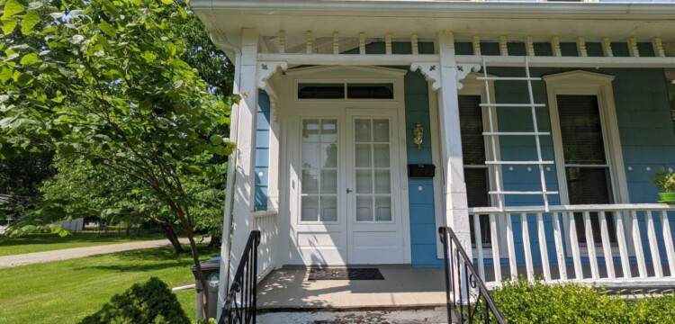 blue house front porch