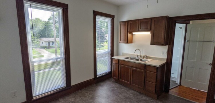 kitchen with large windows
