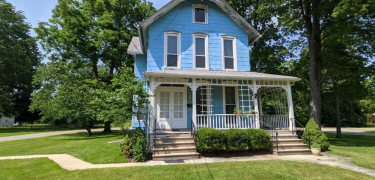 exterior of blue house